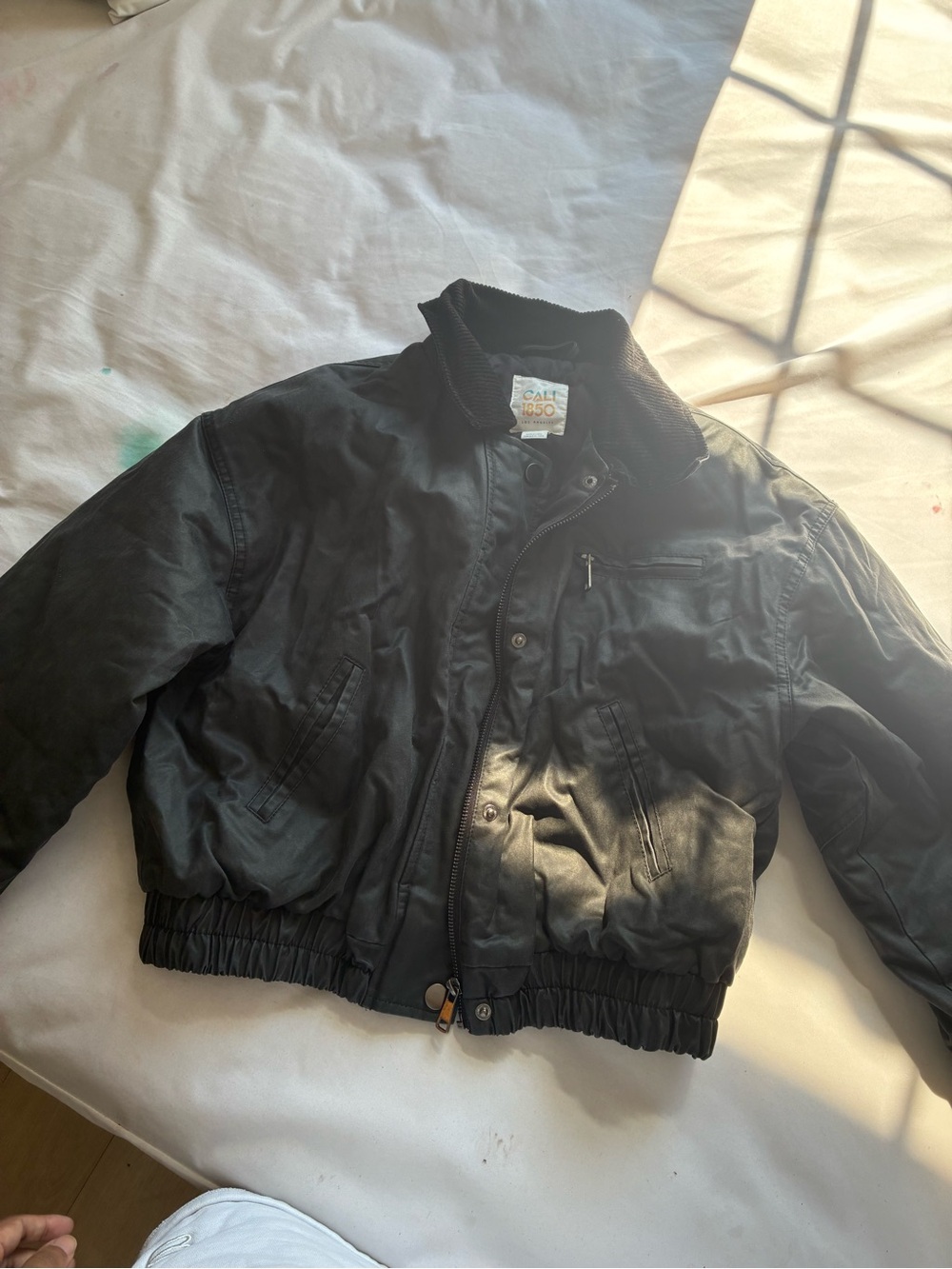 Kids Black Puffer Jacket with Ribbed Collar